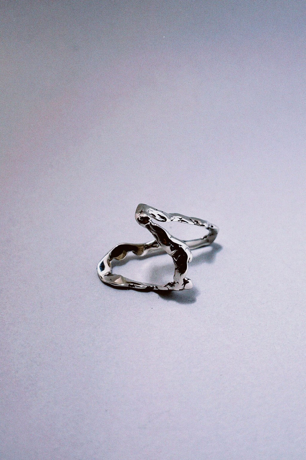 Molten Flow silver pleated ring