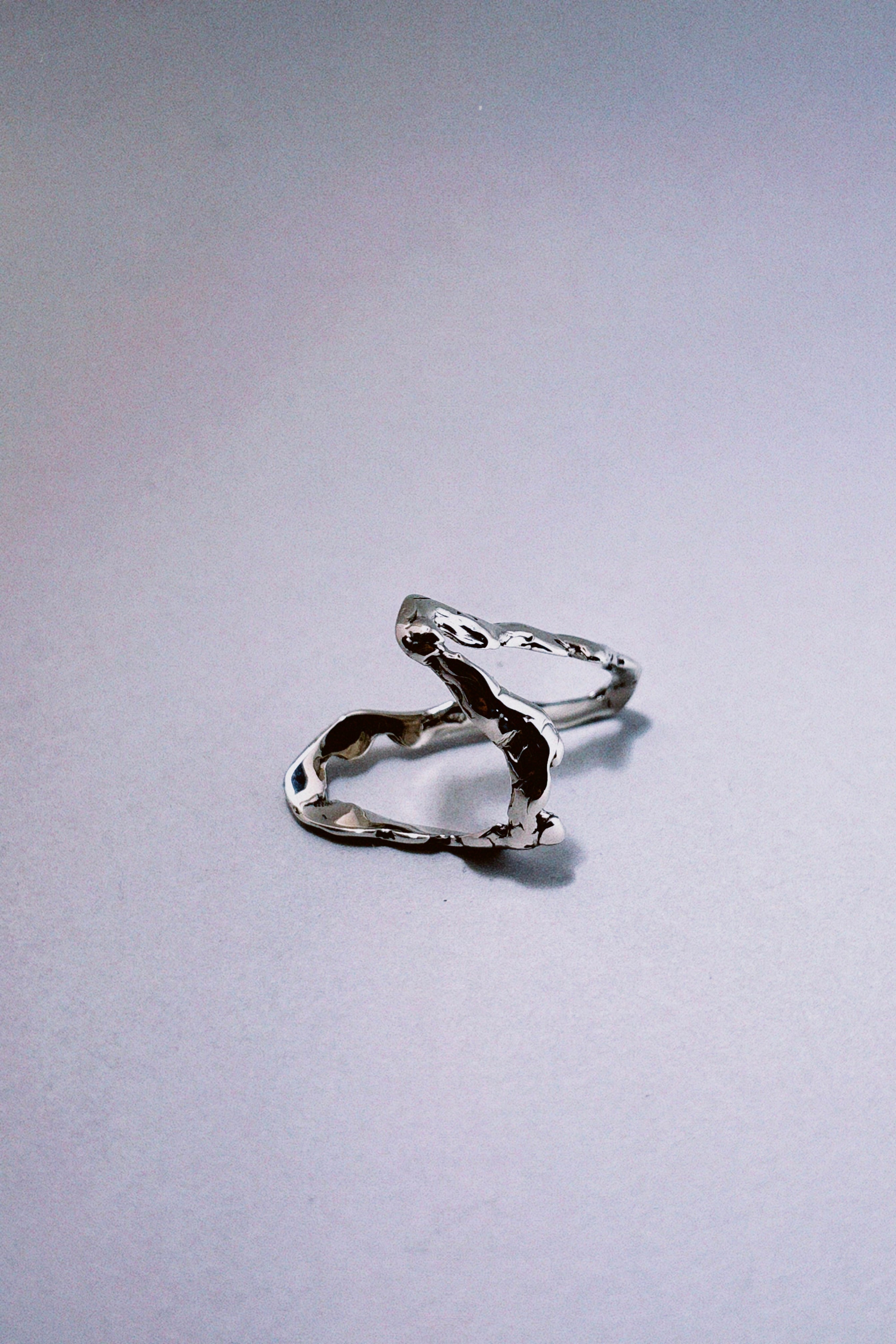 Molten Flow silver pleated ring