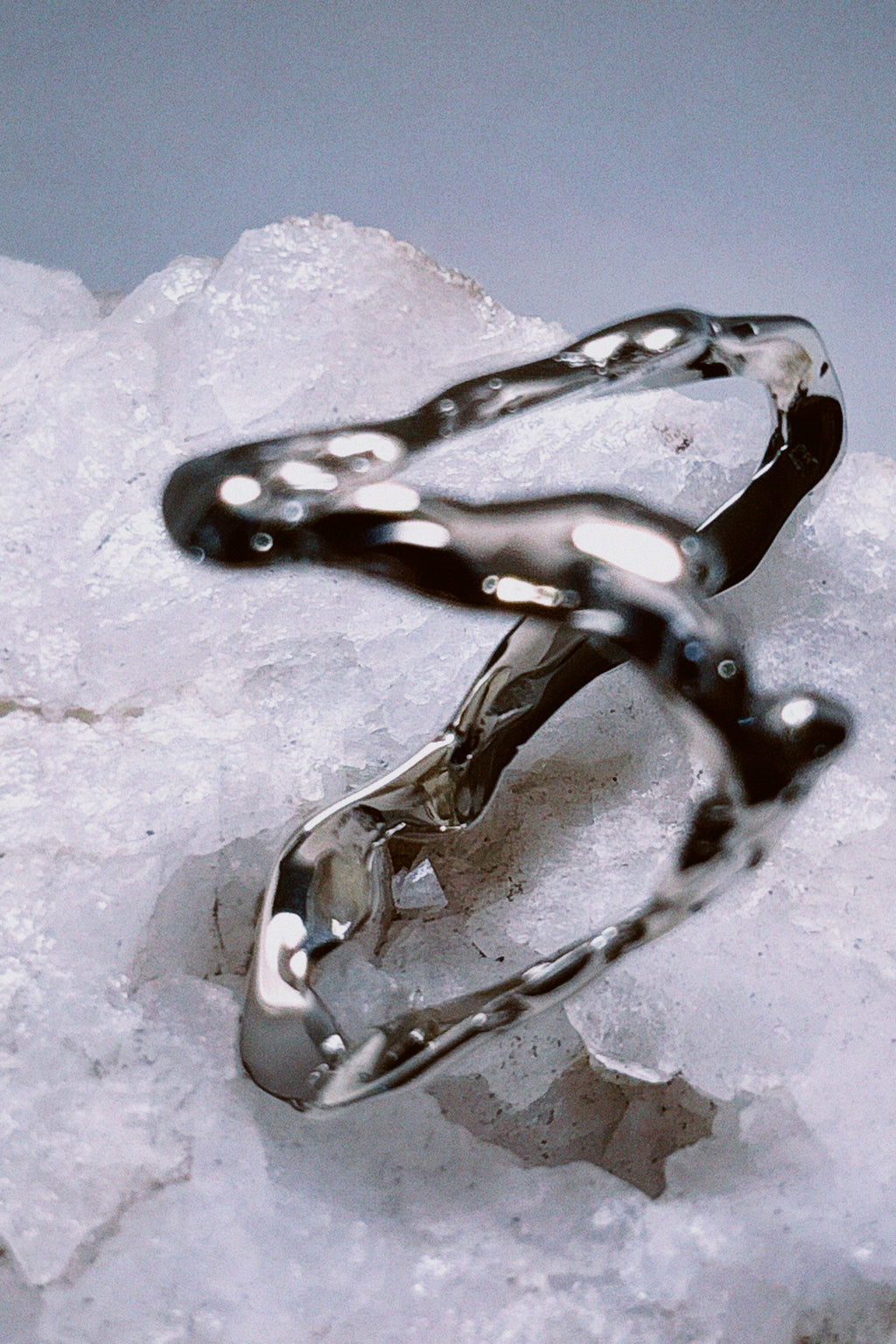 Molten Flow silver pleated ring