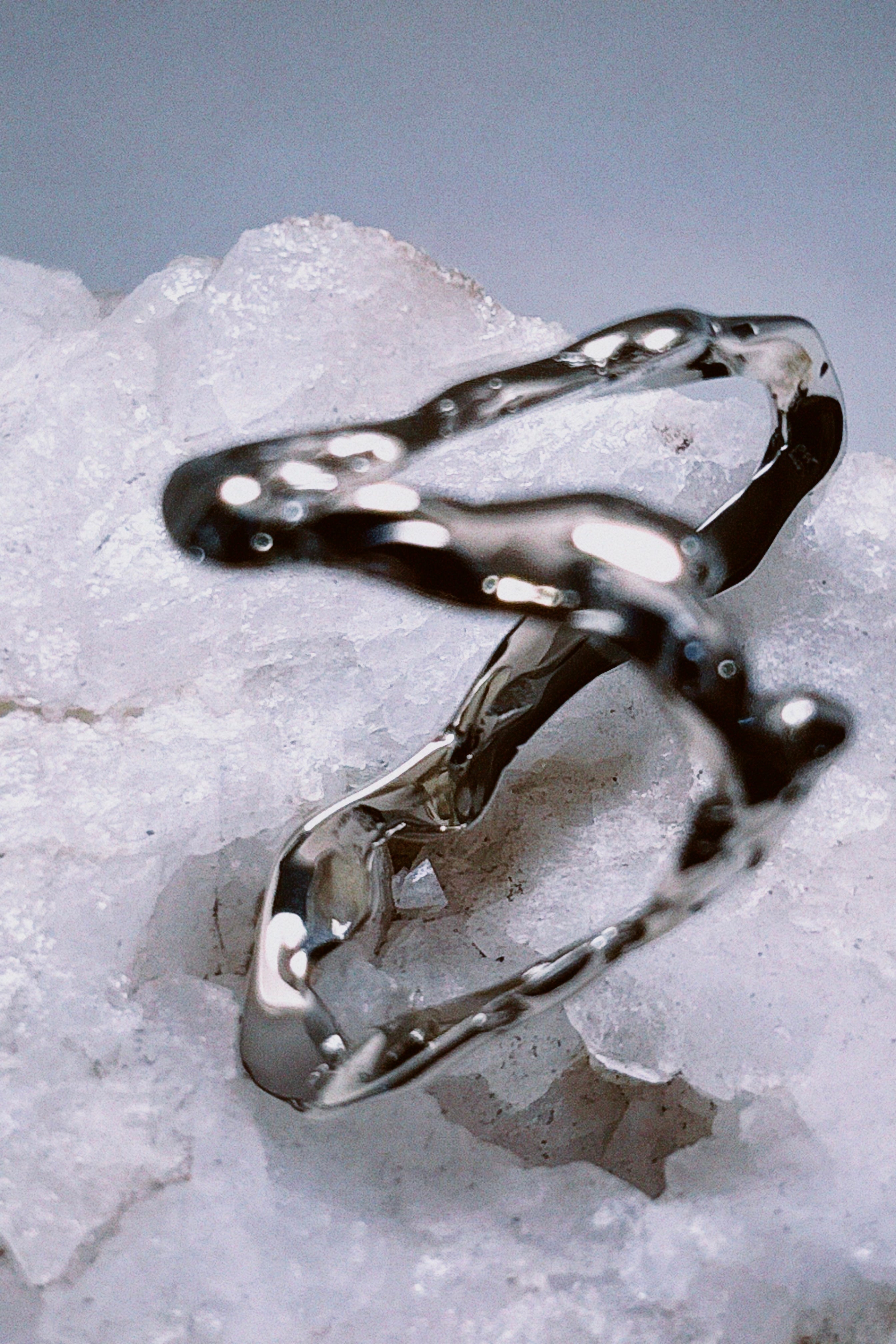 Molten Flow silver pleated ring