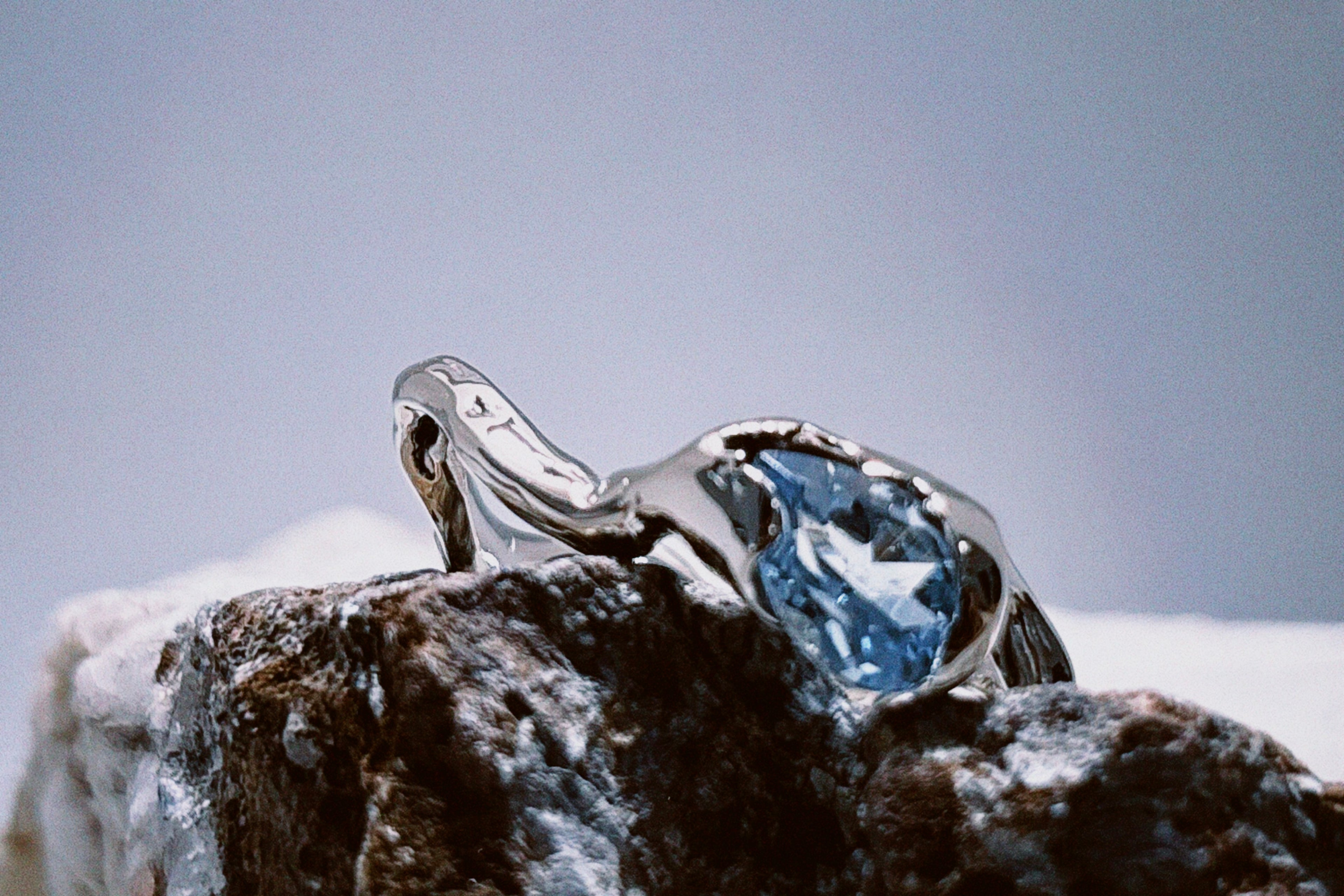 Azure Silver pleated ring with blue topaz