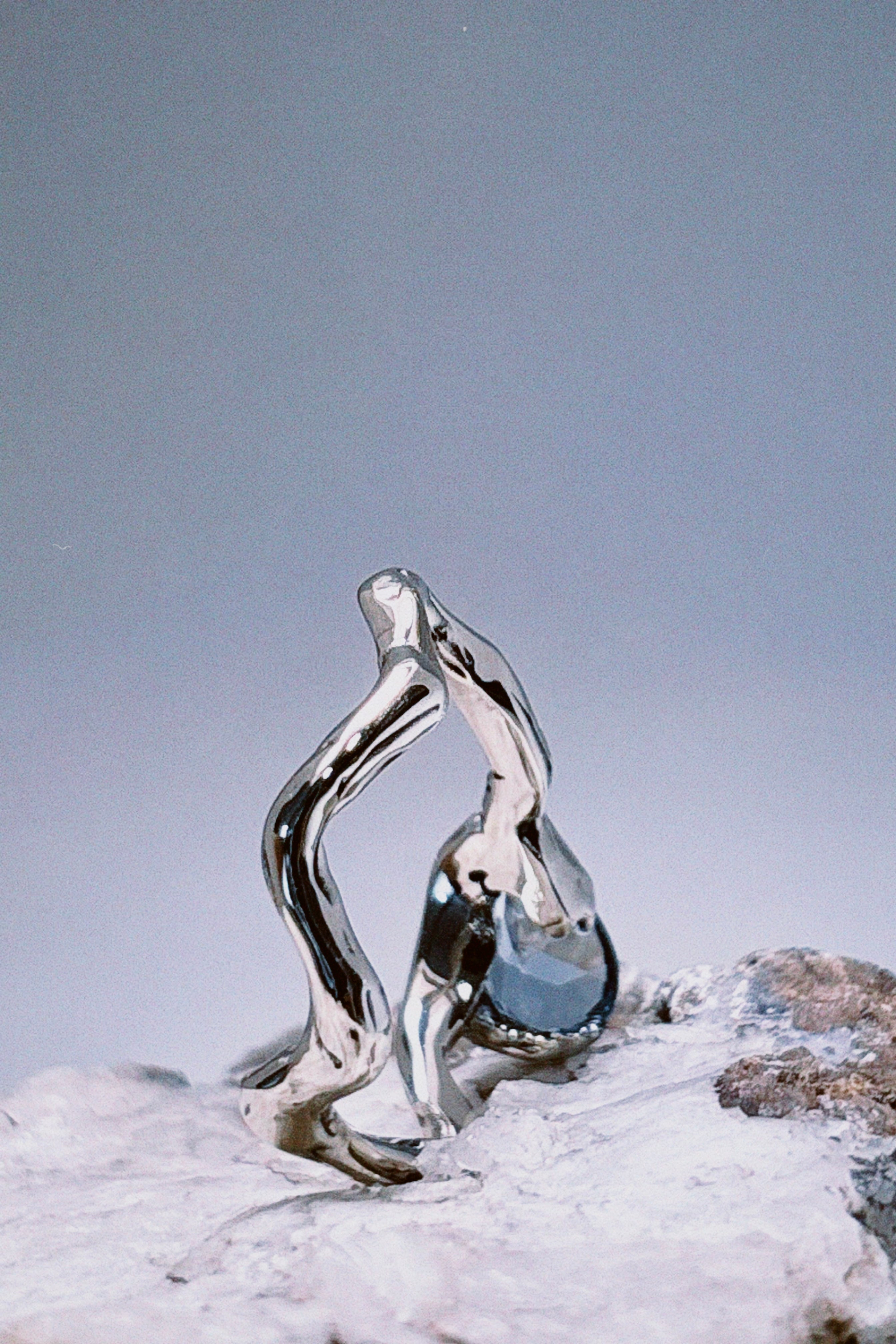 Azure Silver pleated ring with blue topaz