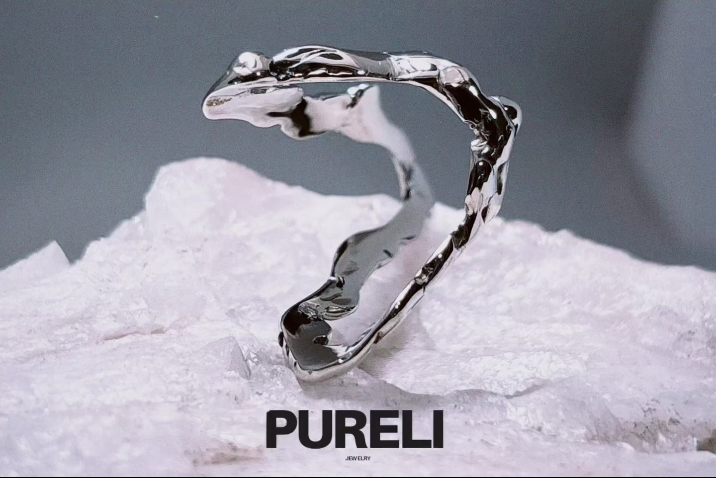 Molten Flow silver pleated ring
