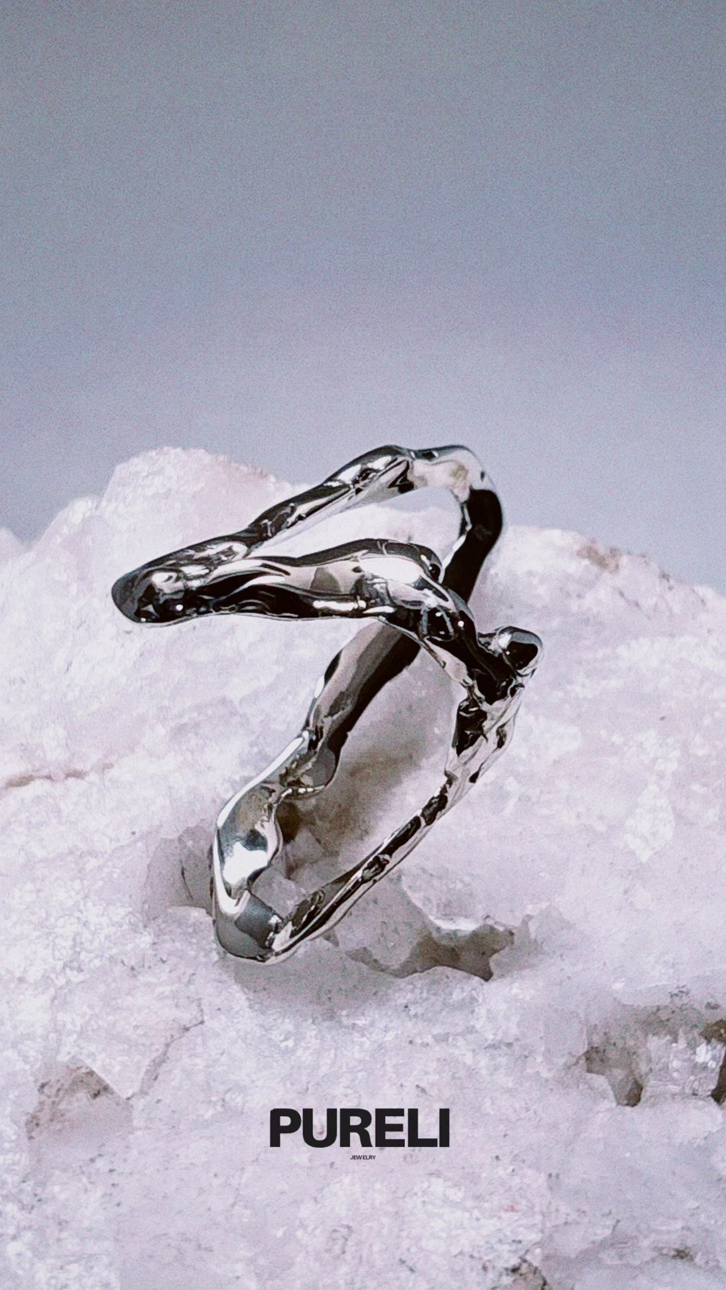 Molten Flow silver pleated ring